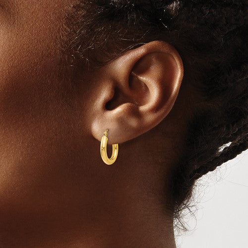 14K Yellow Gold Polished Lightweight Tube Hoop Earrings