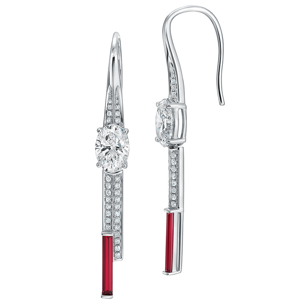 Lab Grown Diamond & Ruby Earrings