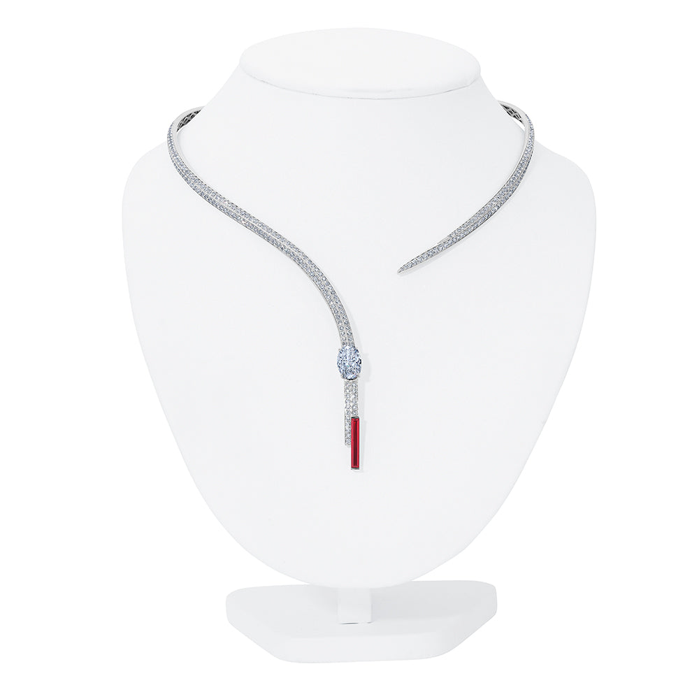 Lab Grown Diamond & Ruby Necklace