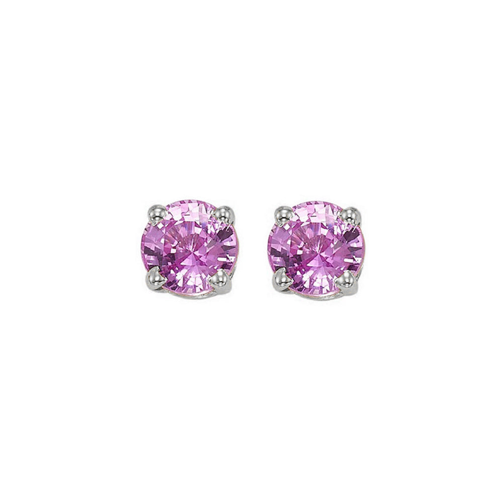 14Kt White Gold Pink Sapphire 1Ctw Earring