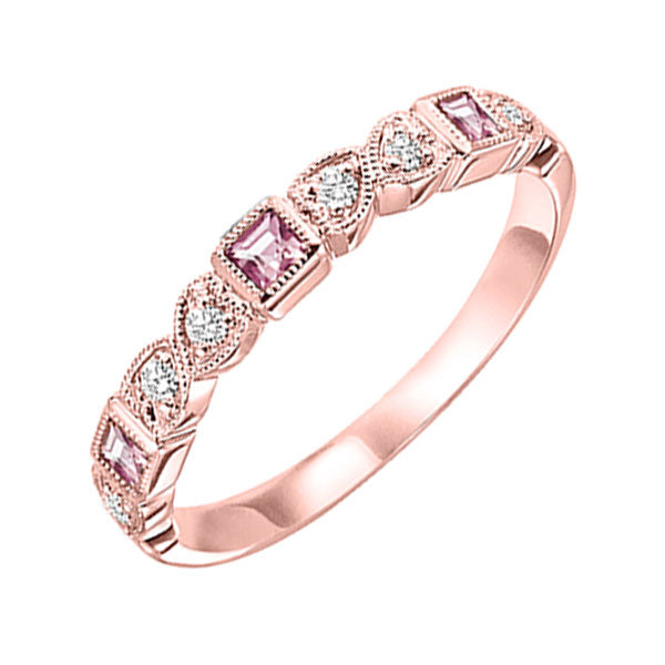 14Kt Rose Gold Diamond 1/12Ctw & Pink Tourmaline 1/7Ctw Ring