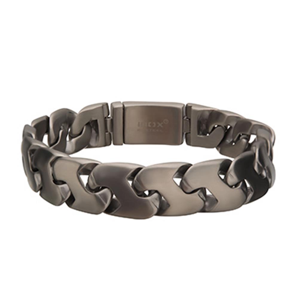 Men's Stainless Steel Matte Z-Link Bracelet. 8 1/2 Inch Long Includes