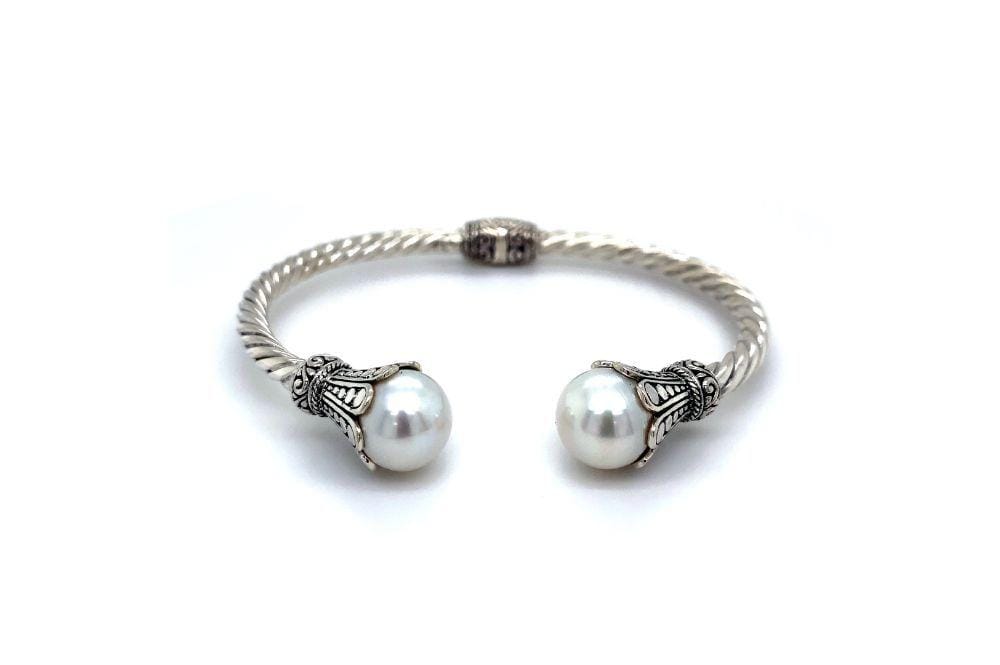 Bali Twist Bangle- White Pearl