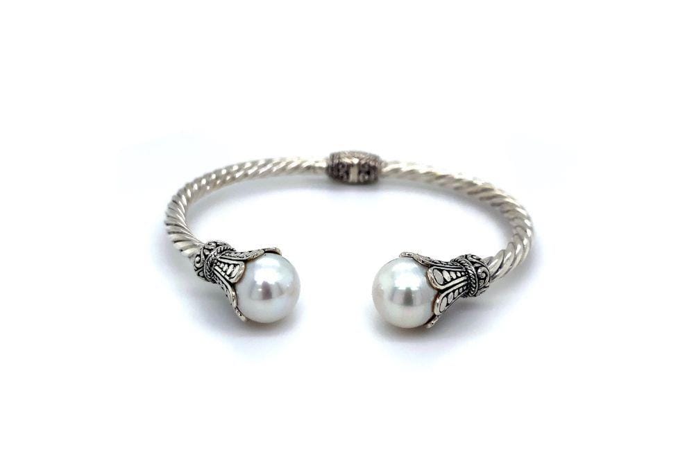 Bali Twist Bangle- White Pearl