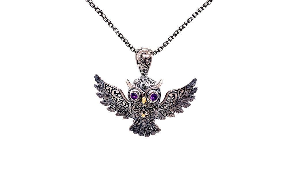 Owl Pendant- Amethyst