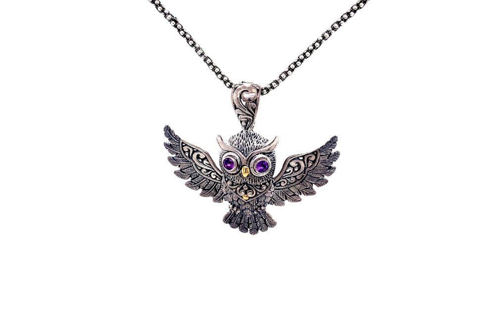 Owl Pendant- Amethyst