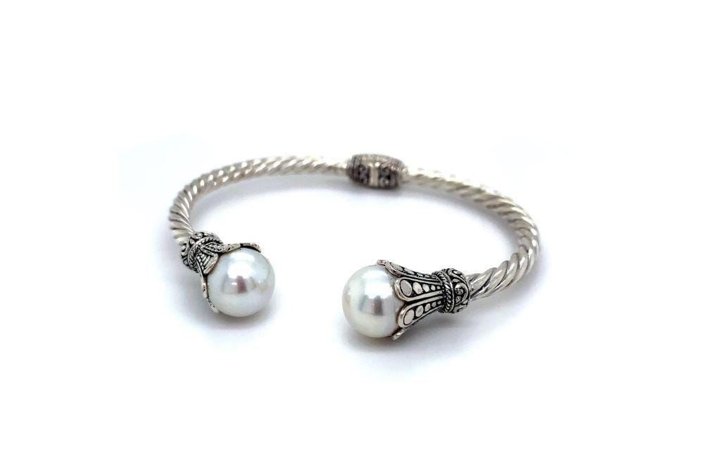 Bali Twist Bangle- White Pearl