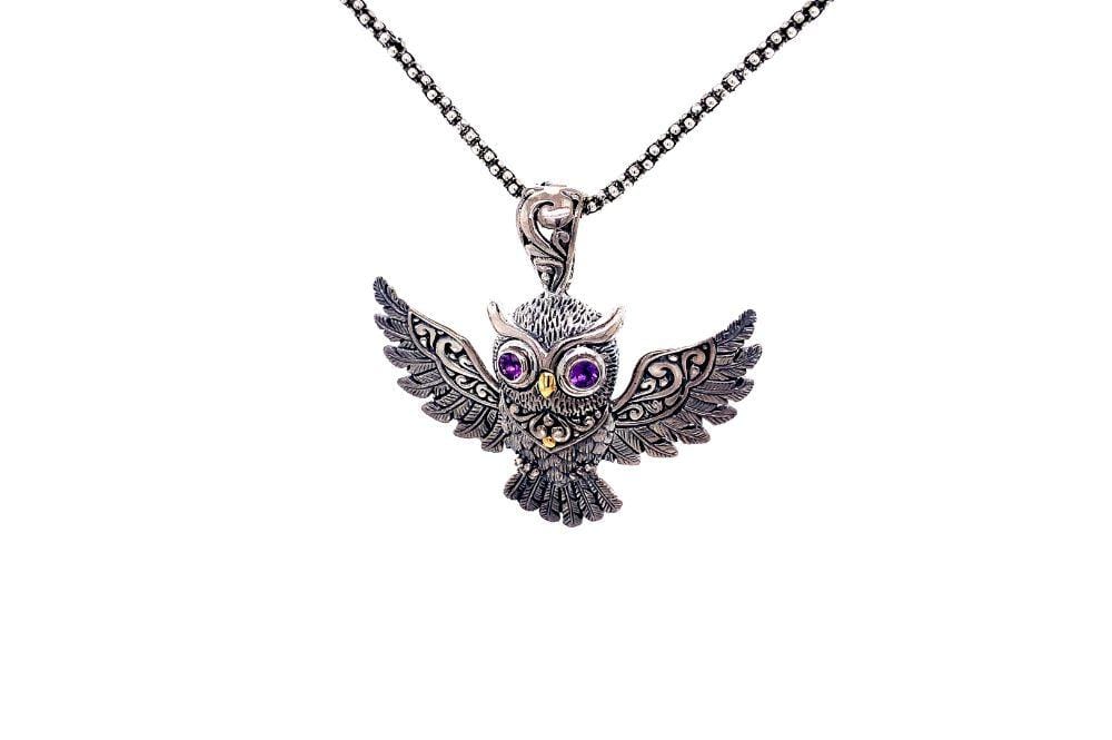 Owl Pendant- Amethyst