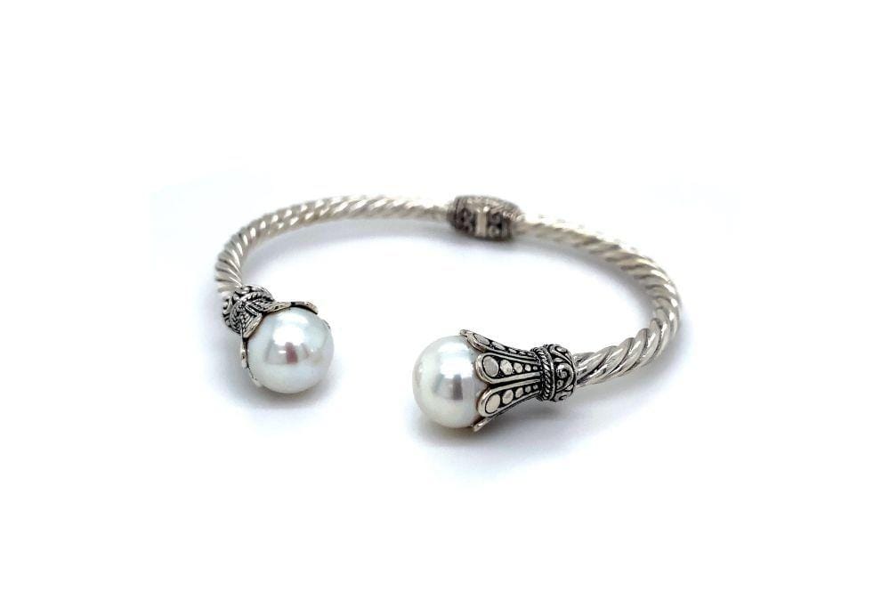 Bali Twist Bangle- White Pearl