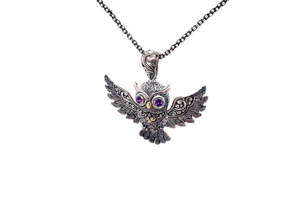 Owl Pendant- Amethyst