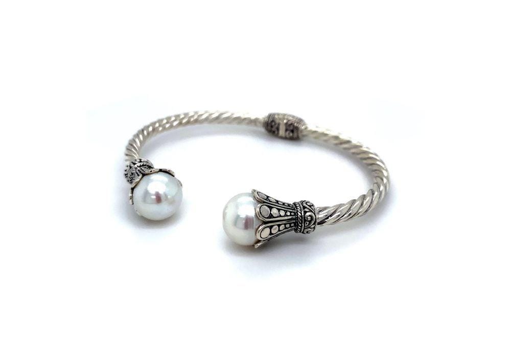 Bali Twist Bangle- White Pearl