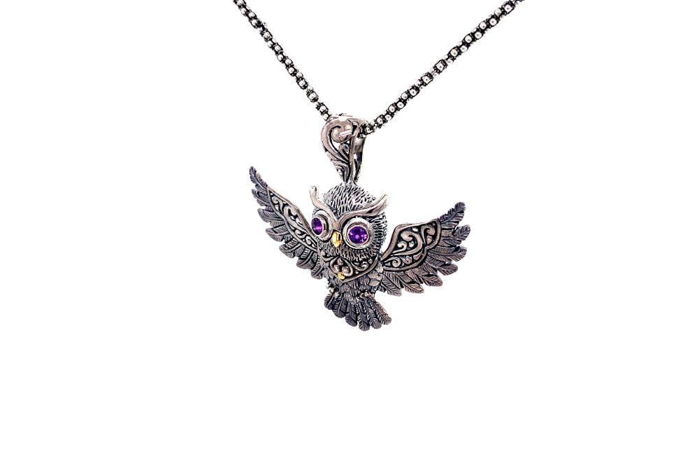 Owl Pendant- Amethyst