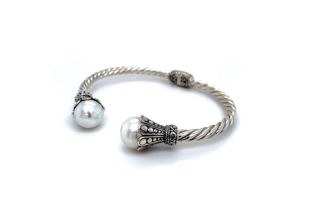 Bali Twist Bangle- White Pearl