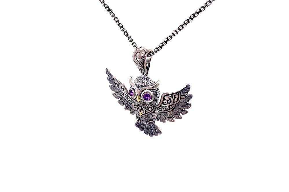 Owl Pendant- Amethyst