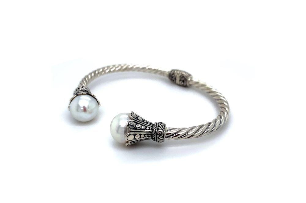 Bali Twist Bangle- White Pearl