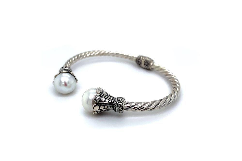 Bali Twist Bangle- White Pearl