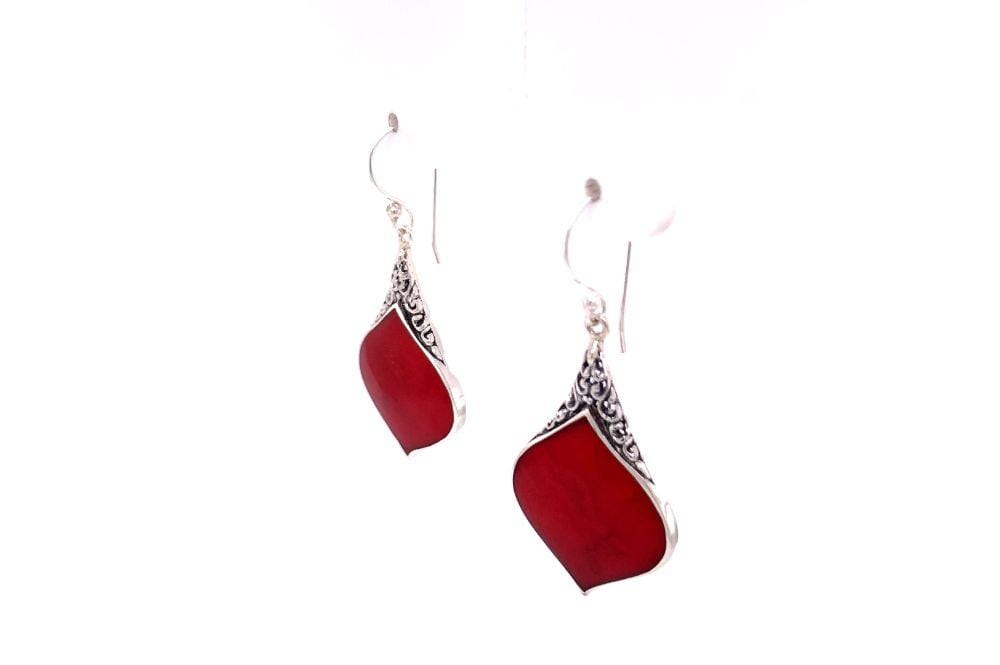 Ornate Earrings- Coral