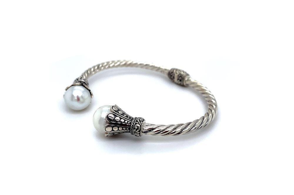 Bali Twist Bangle- White Pearl