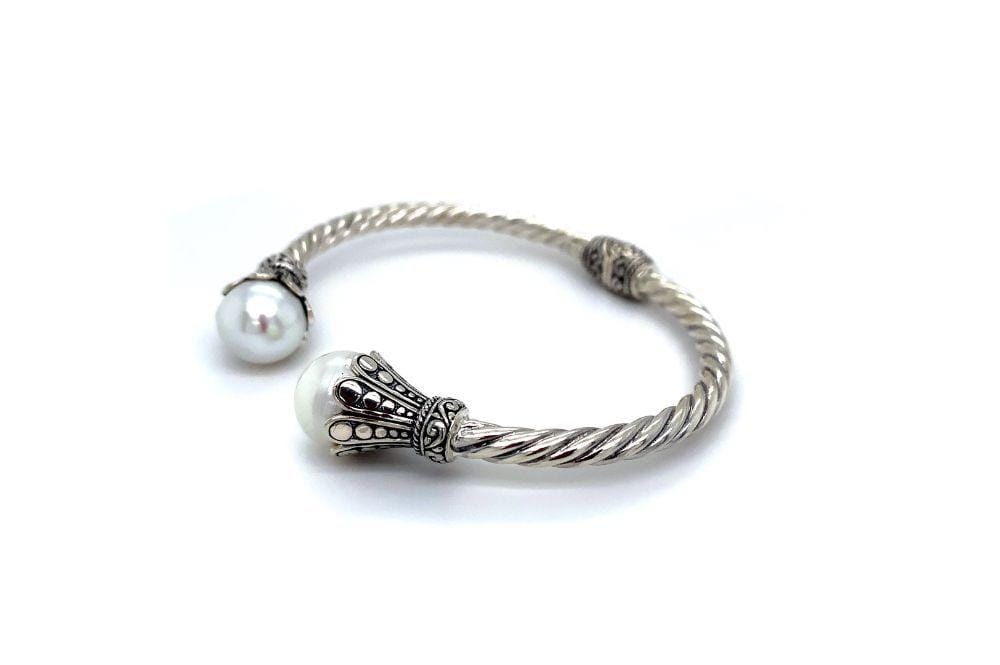 Bali Twist Bangle- White Pearl