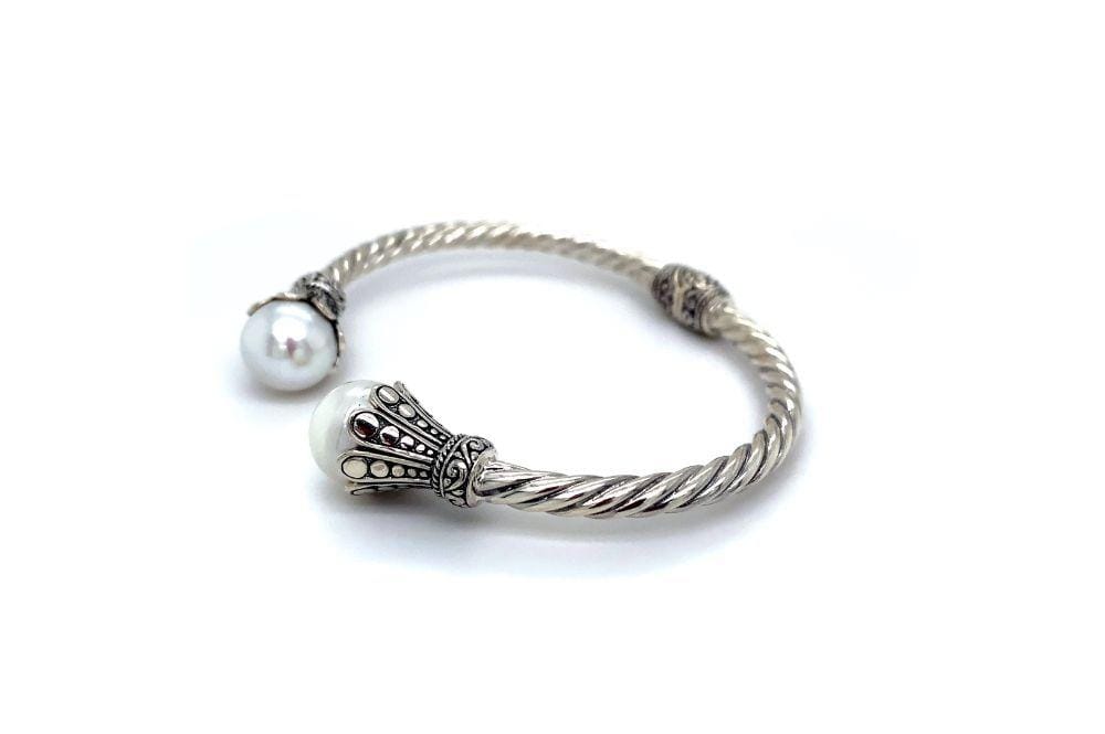 Bali Twist Bangle- White Pearl