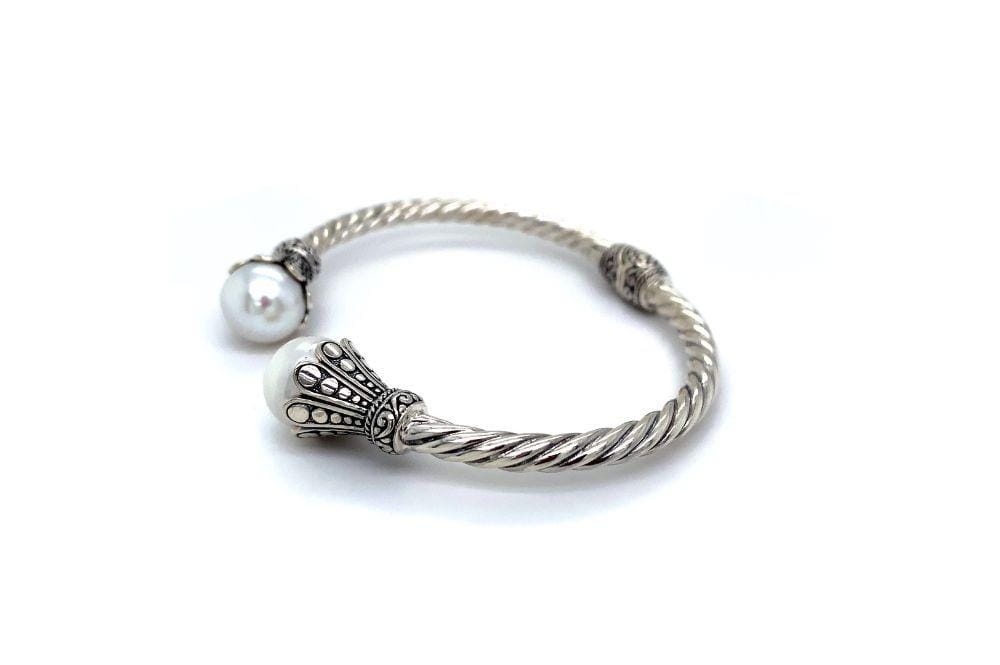 Bali Twist Bangle- White Pearl