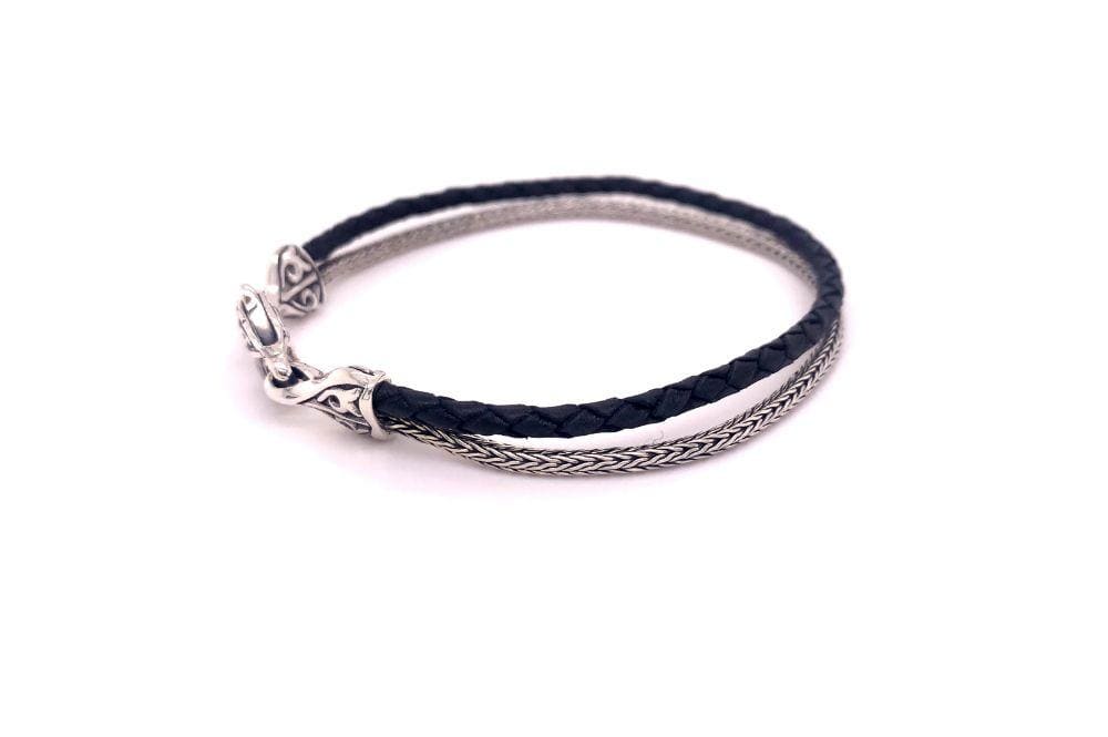 Latitude Bracelet- Black Leather