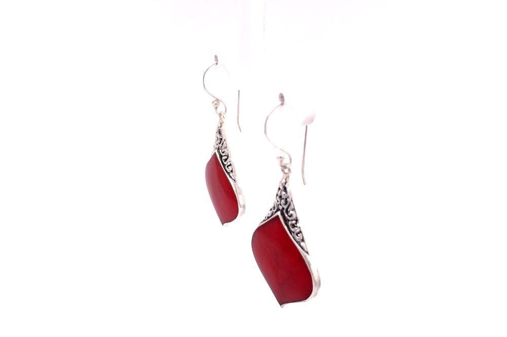 Ornate Earrings- Coral