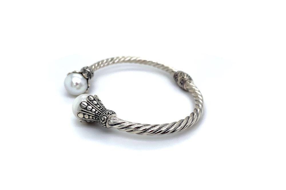 Bali Twist Bangle- White Pearl