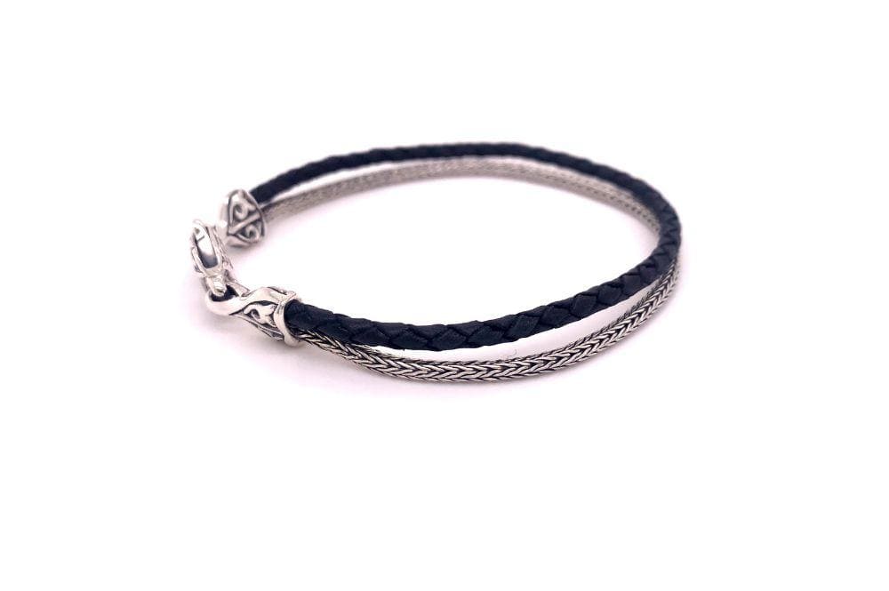 Latitude Bracelet- Black Leather