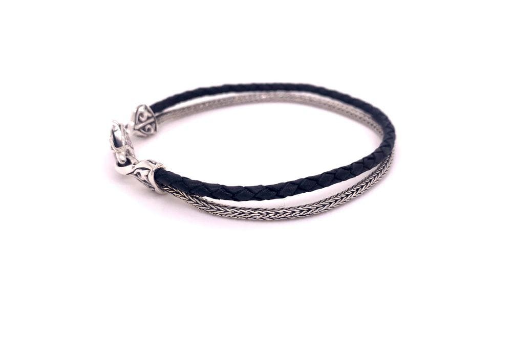 Latitude Bracelet- Black Leather
