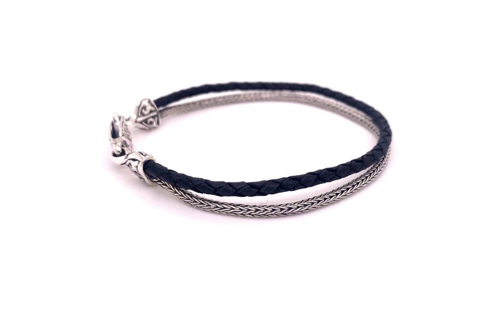 Latitude Bracelet- Black Leather