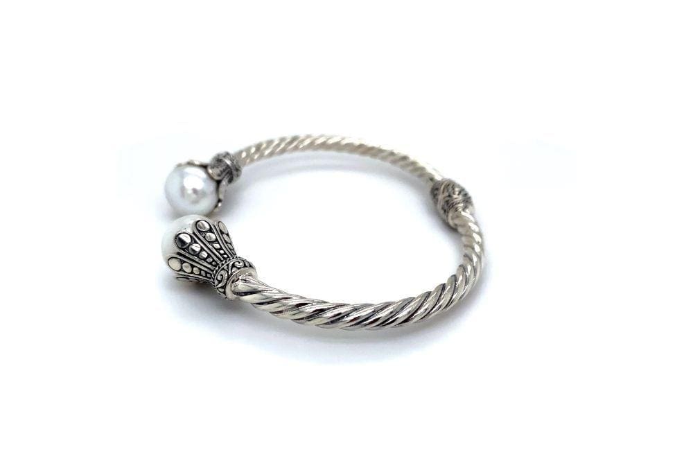 Bali Twist Bangle- White Pearl
