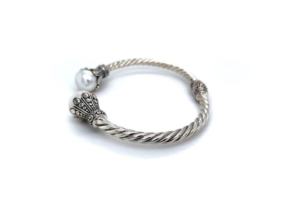 Bali Twist Bangle- White Pearl