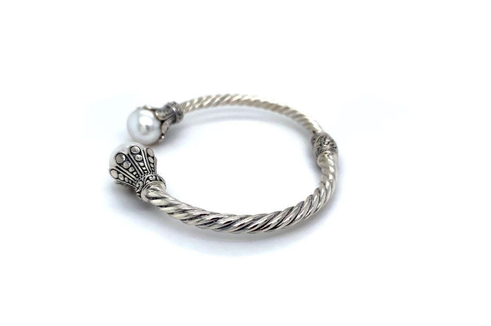 Bali Twist Bangle- White Pearl