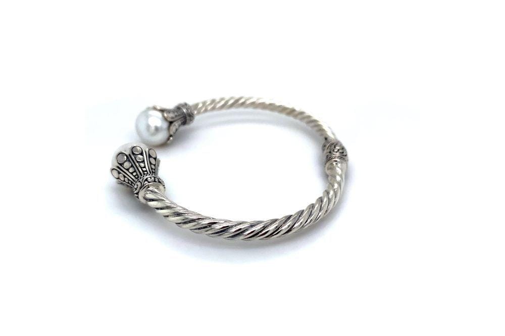 Bali Twist Bangle- White Pearl