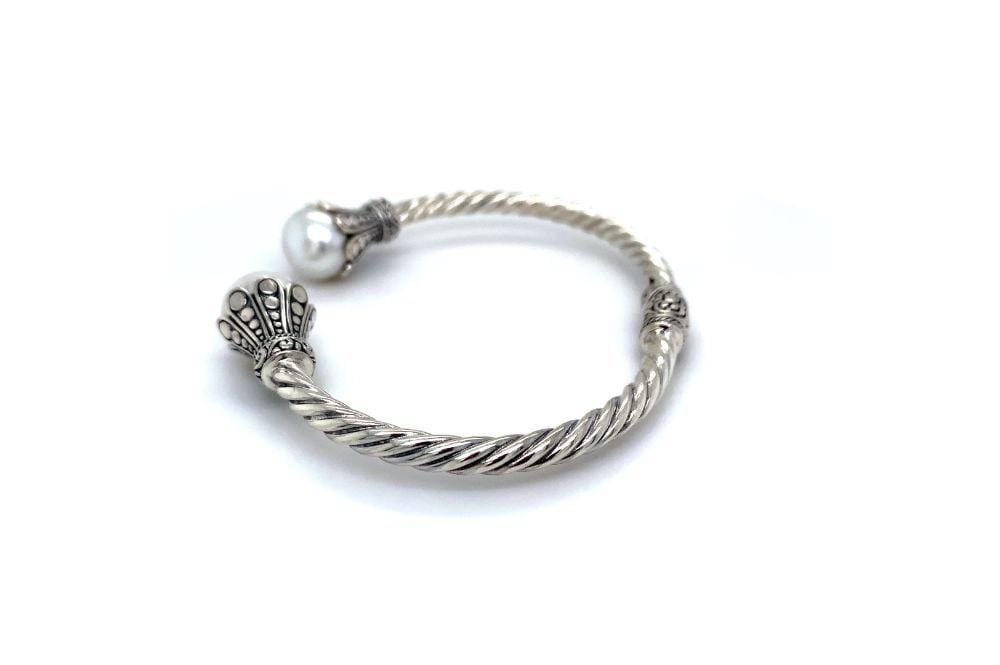 Bali Twist Bangle- White Pearl