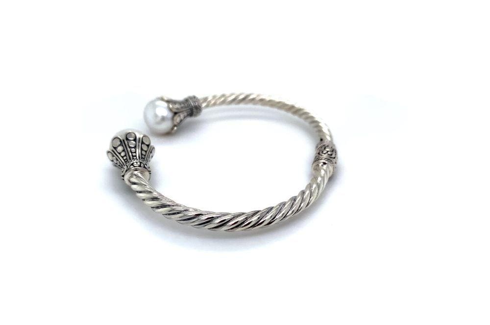Bali Twist Bangle- White Pearl