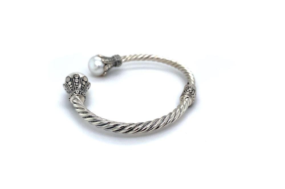 Bali Twist Bangle- White Pearl