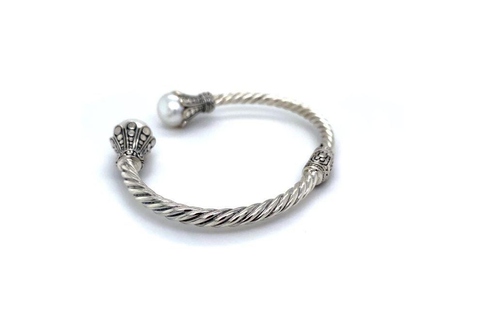 Bali Twist Bangle- White Pearl