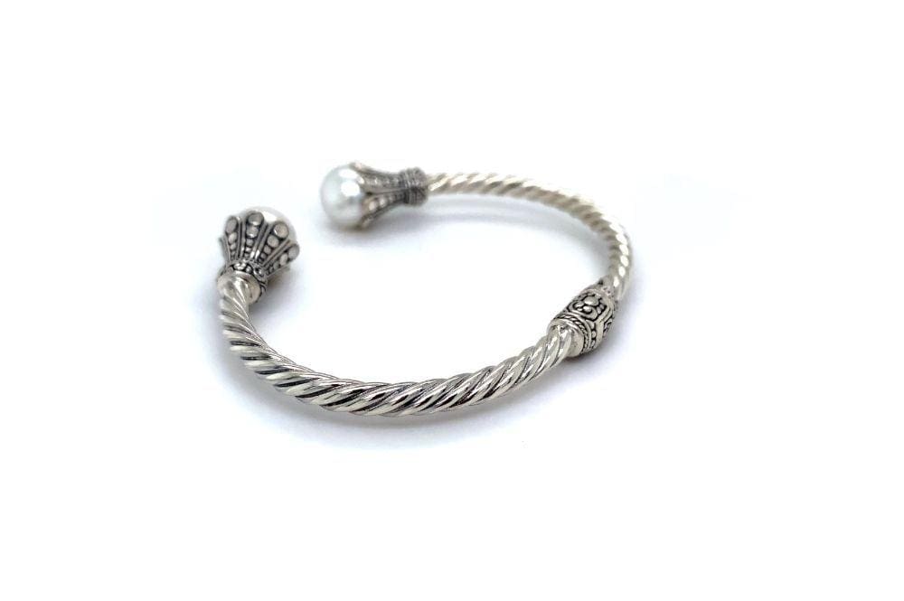 Bali Twist Bangle- White Pearl