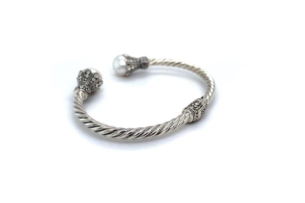 Bali Twist Bangle- White Pearl