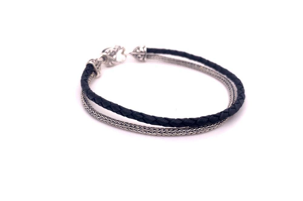 Latitude Bracelet- Black Leather