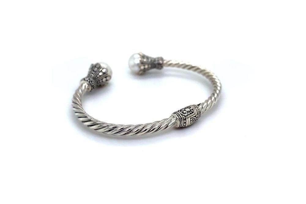 Bali Twist Bangle- White Pearl