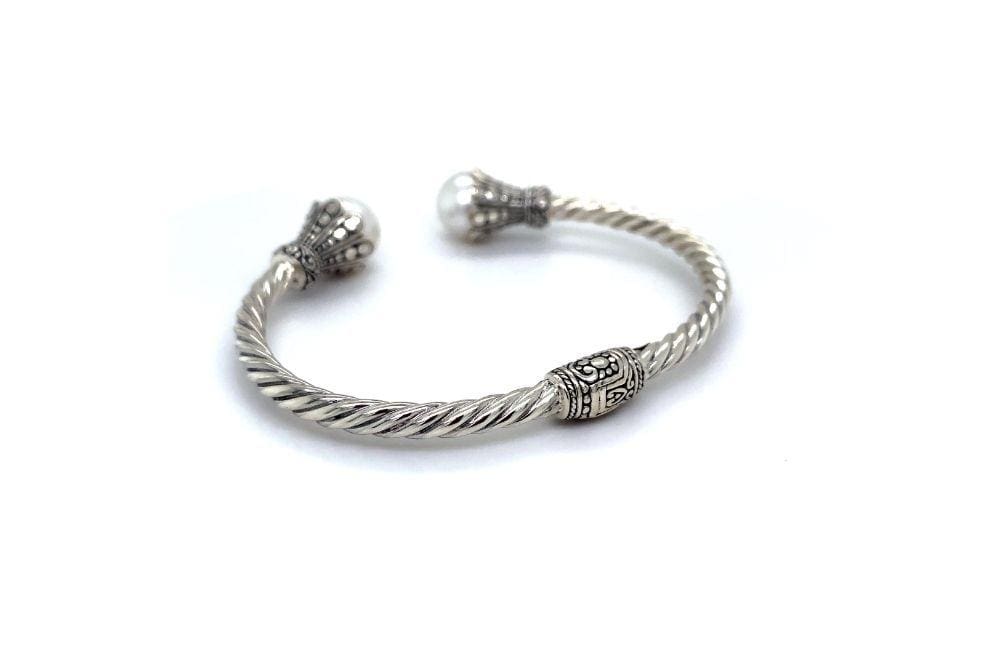 Bali Twist Bangle- White Pearl