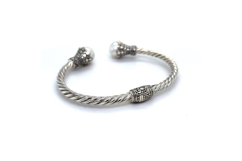 Bali Twist Bangle- White Pearl