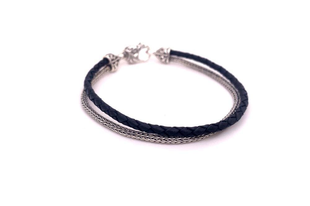 Latitude Bracelet- Black Leather