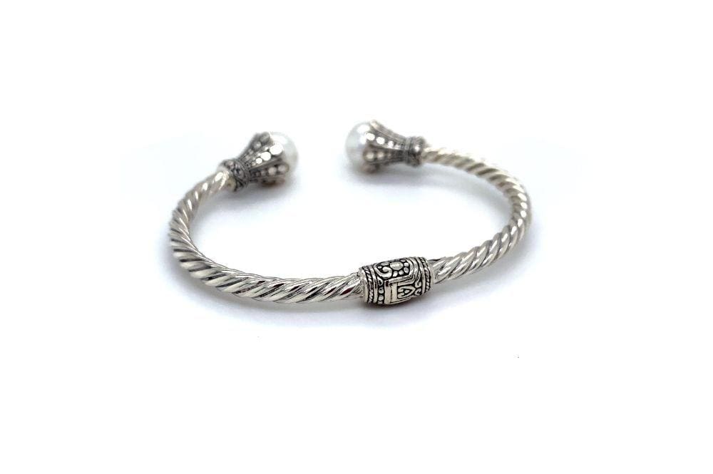 Bali Twist Bangle- White Pearl