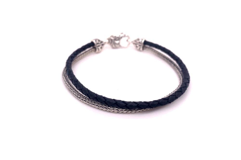 Latitude Bracelet- Black Leather
