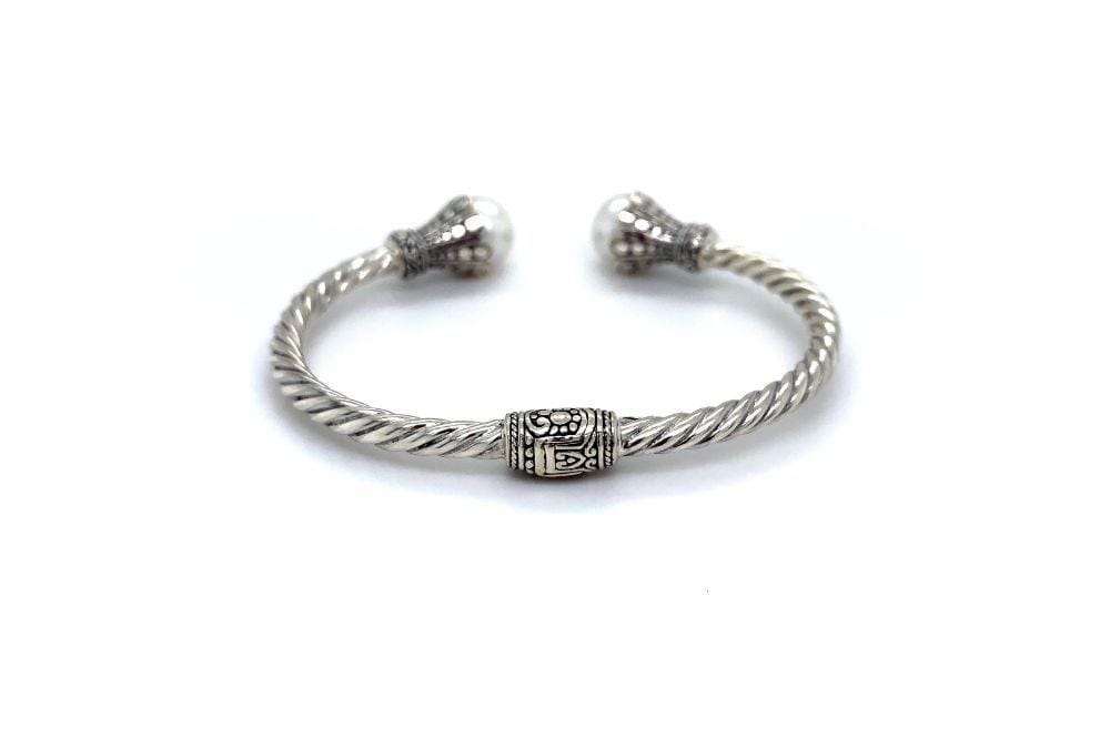 Bali Twist Bangle- White Pearl