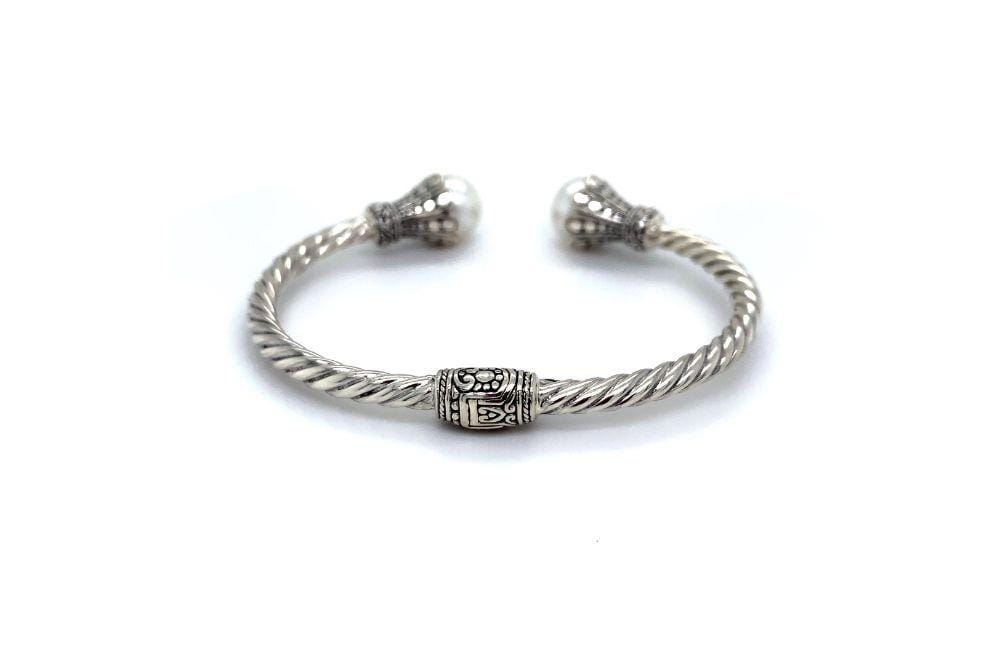 Bali Twist Bangle- White Pearl